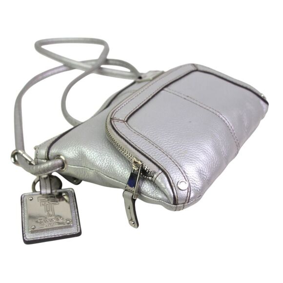 Tignanello SILVER GENUINE LEATHER ORGANIZER X-BODY SHOULDER BAG HANDBAG PURSE - Picture 9 of 16